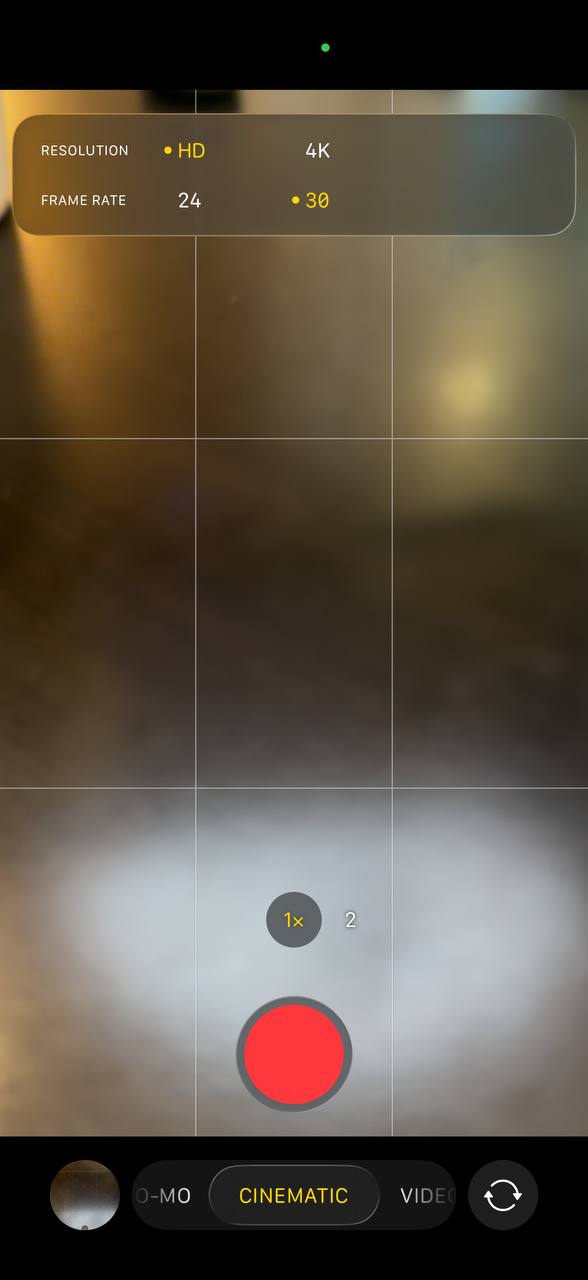 Brad’s iPhone Camera in Cinematic mode with HD and 30 frames per second selected